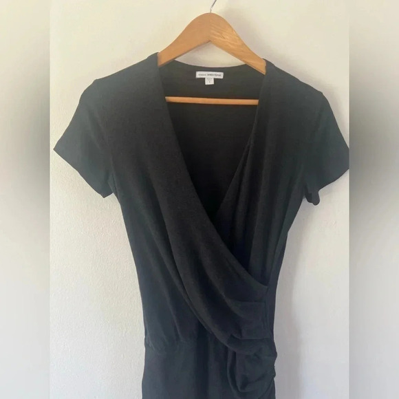 Standard James Perse ESTILO Charcoal Heather Gray Ruched Short Sleeve Dress Size - Picture 2 of 10
